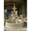 Large Size White Marble Cherb and Horse Water Fountain